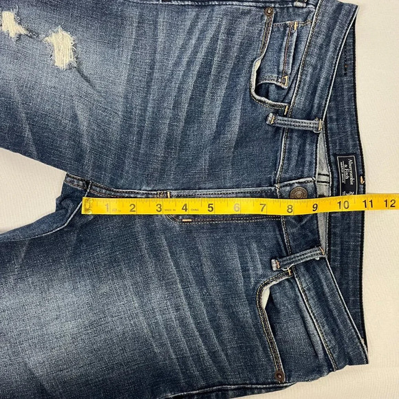 Abercrombie‎ Harper Ankle Distressed Skinny Jeans Dark Wash 26 Short Cut Off Hem - Picture 12 of 15